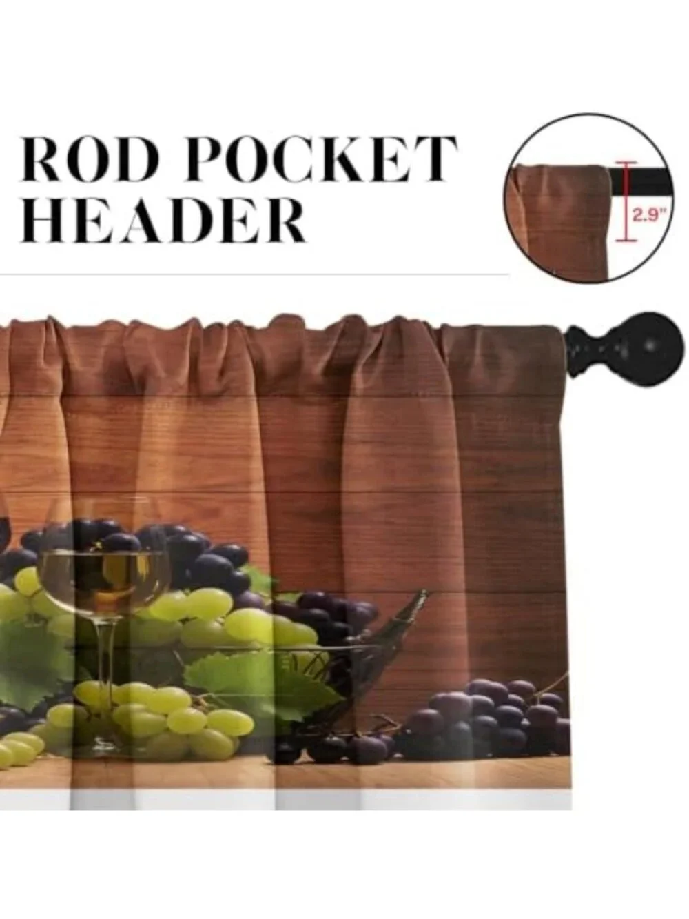 Elegant Red Wine Kitchen Curtain Set, 52x36 Inch, 3 Pack for Windows